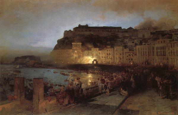 Oswald achenbach Fireworks in Naples china oil painting image